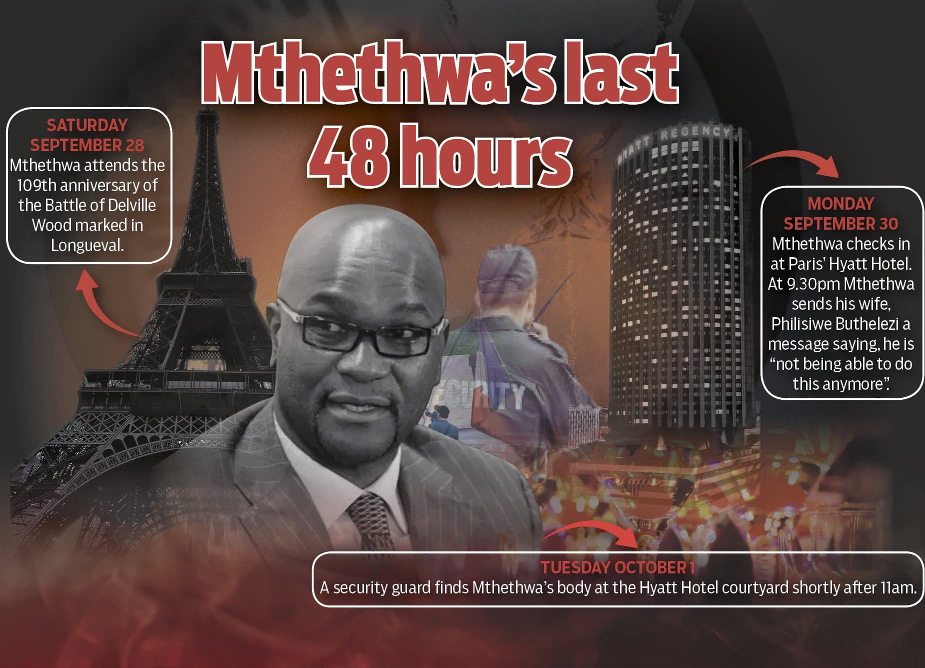 Why did Mthethwa book the Paris hotel for two days?